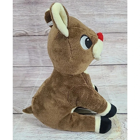 Fetch For Pets Plush Rudolph The Red-Nosed Reindeer Stuffed Dog Toy Squeaks 8" - Picture 3 of 6